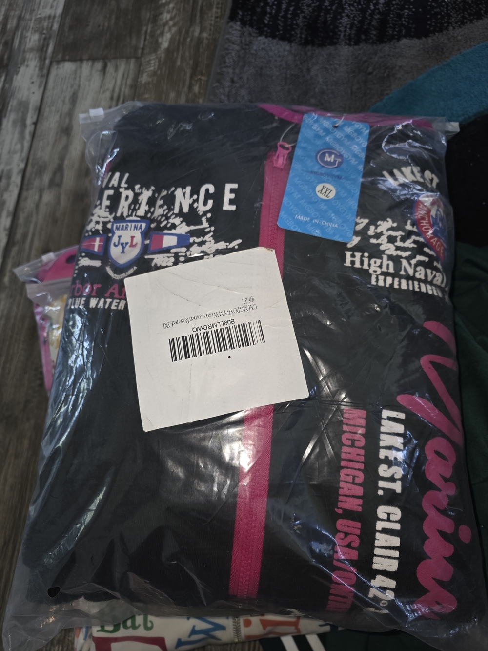 Lake St. Clair Marine Royal 2 Pc. Front Zip Hoodie Pants Set Pink/Black 2XL W